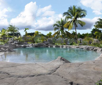 Piscine de rêve intégrée dans le paysage