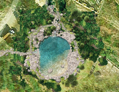 Ginouviers Plan paysage avec cascade