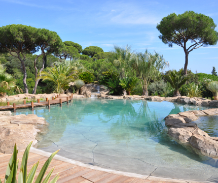 Piscine de rêve en faux rochers