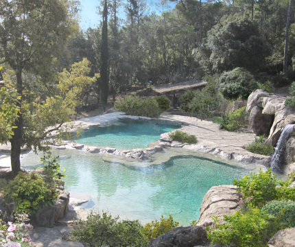 Piscine sauvage en rochers artificiels