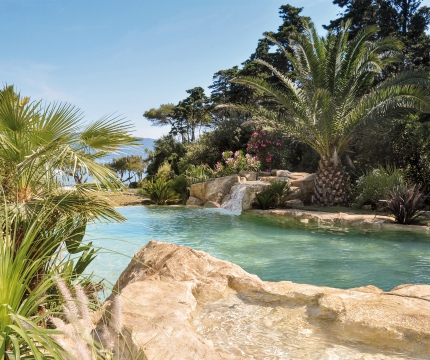 Piscine paysagée avec cascade